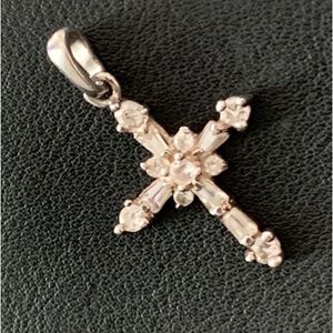 Beautiful 925 Sterling Silver Rhodium Plated Clear Baguette & Round CZ Cross Pen